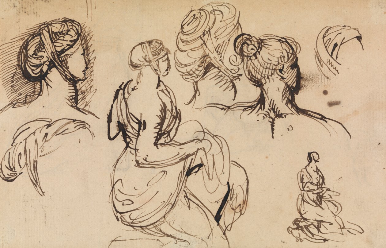 Figurenstudie von Frauen und ihren Frisuren von Benjamin Robert Haydon