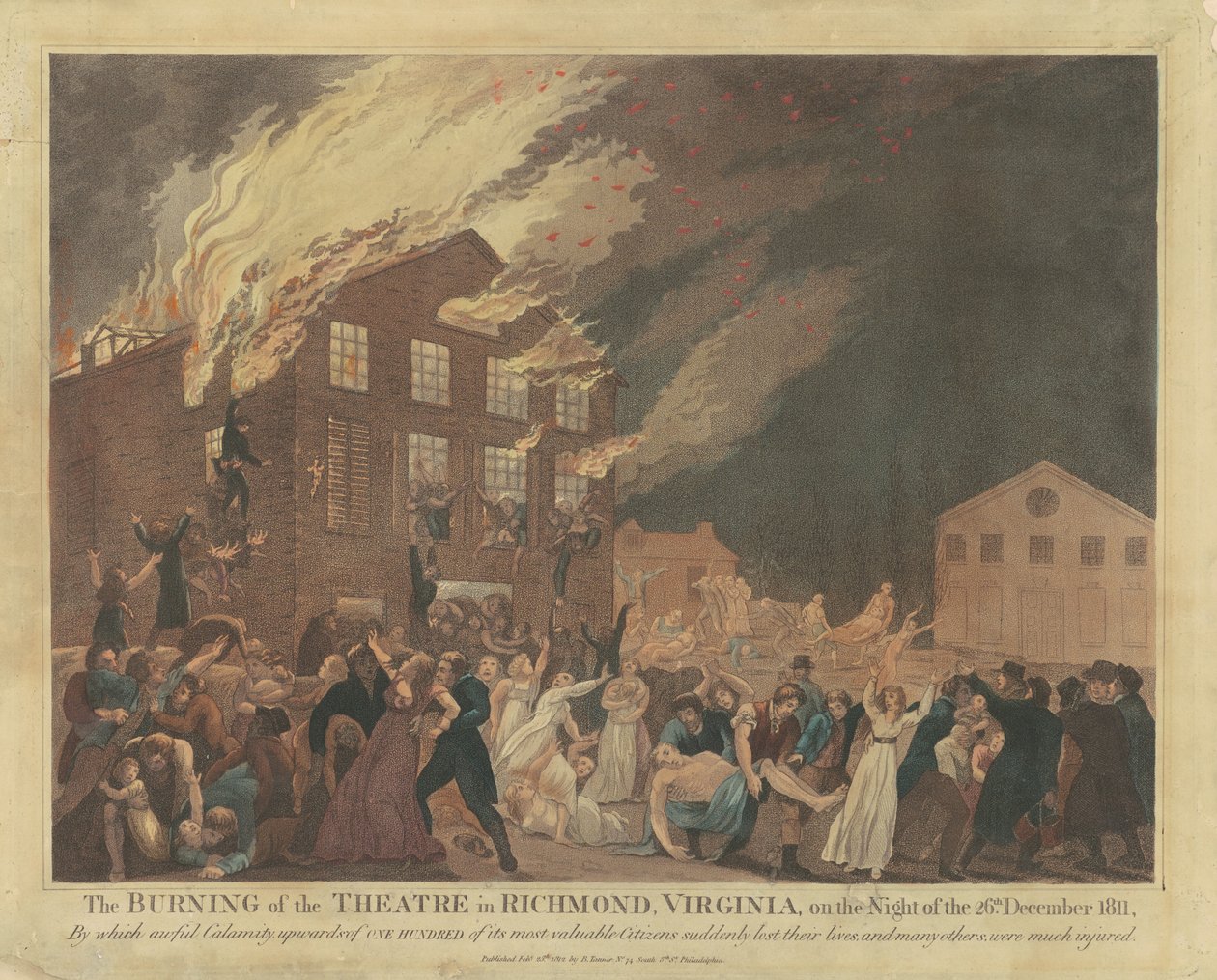 Der Brand des Theaters in Richmond, Virginia von Benjamin Tanner