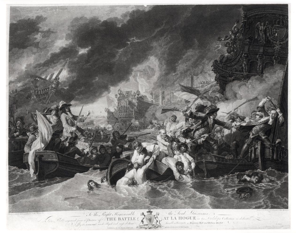 Schlacht von Den Haag, 29. Mai 1692, graviert von William Woollett (1735-85) 1781 von Benjamin West