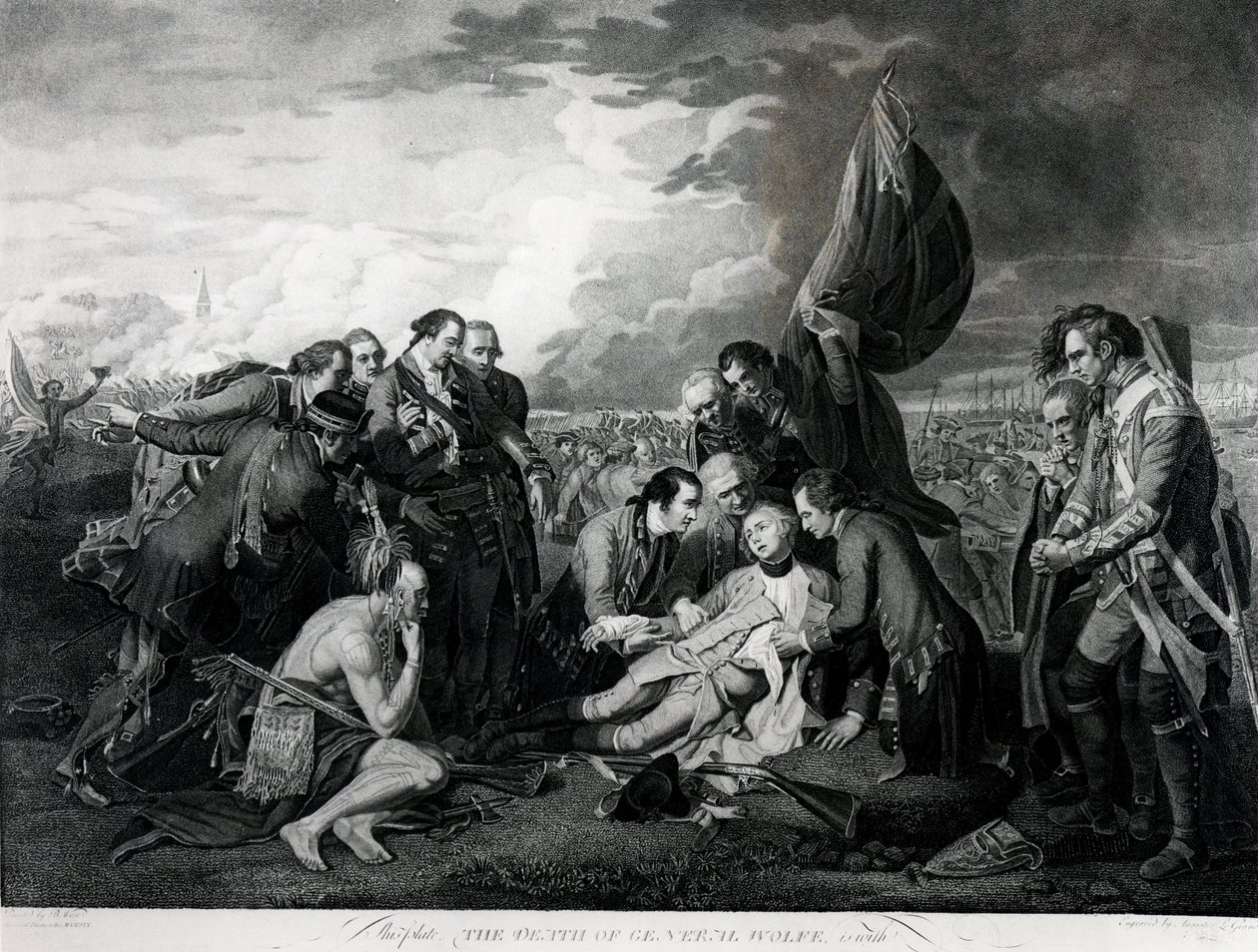Der Tod von General Wolfe (1727-59) 1759, gestochen von Augustin Legrand (Stich) von Benjamin West
