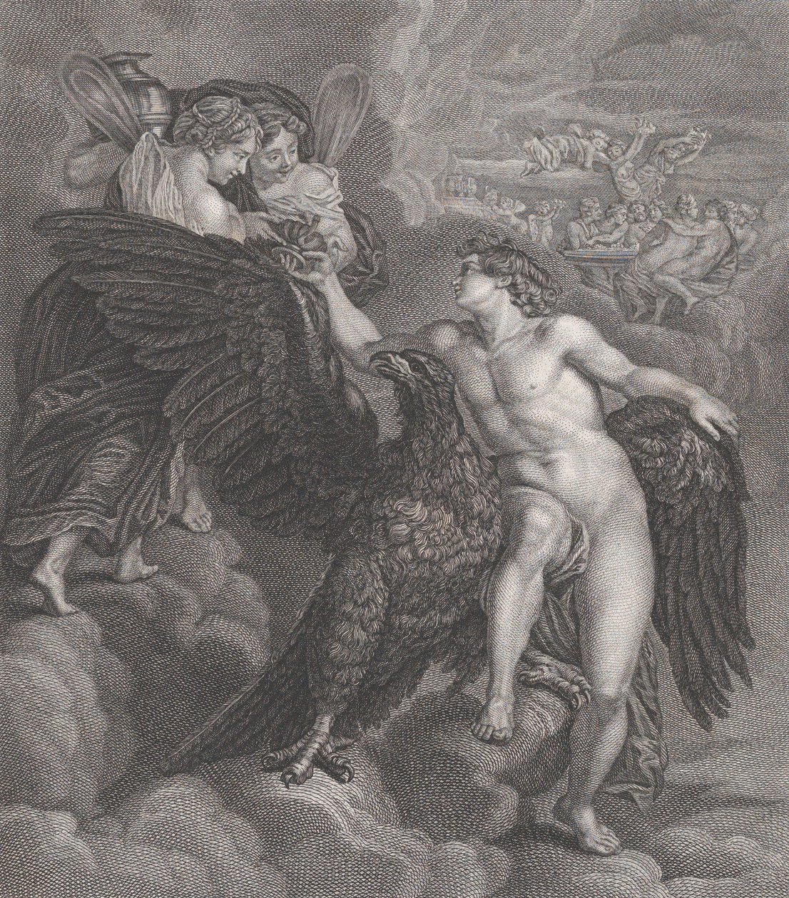 Ganymed, an einen Adler gelehnt, erhält den Becher von Hebe, 1786 von Benoit Louis Henriquez