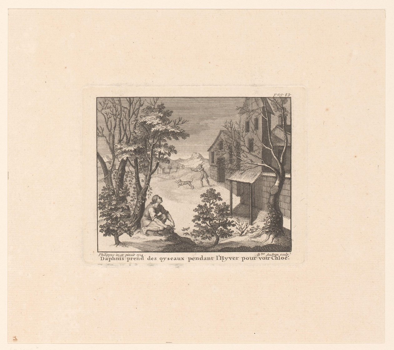 Daphnis auf Vogeljagd im Winter von Benoît Audran (I)
