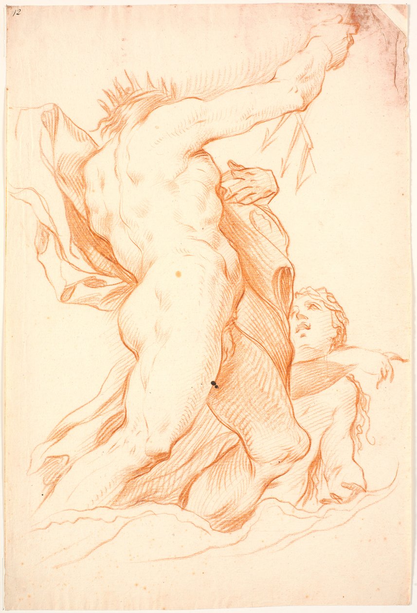 Poseidon stehend mit erhobenem Dreizack und eine Nereide von Benoît Le Coffre