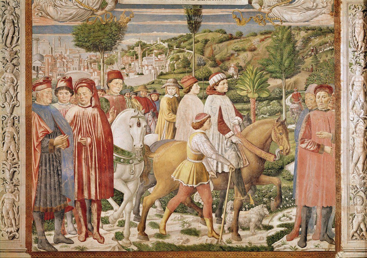 St. Augustinus verlässt Rom nach Mailand, aus dem Leben des St. Augustinus, 1463-65 von Benozzo di Lese di Sandro Gozzoli