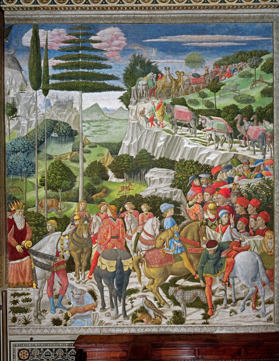 Die Reise der Heiligen Drei Könige nach Bethlehem, die linke Wand der Kapelle, ca. 1460 von Benozzo di Lese di Sandro Gozzoli