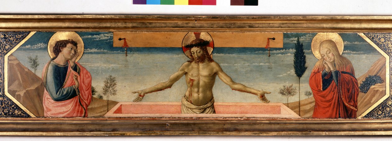 Predelle mit Christus in Pietà und Heiligen. Gemälde von Gozzoli Benozzo (1420 - 1497) (Detail) von Benozzo di Lese di Sandro Gozzoli