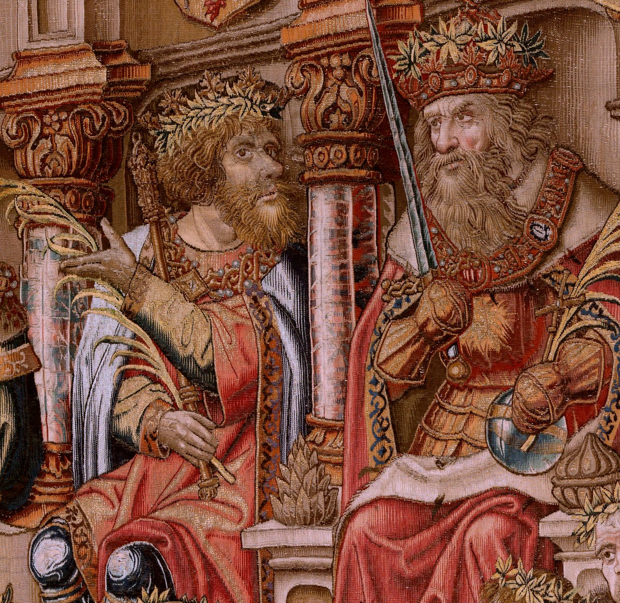 Flämischer Wandteppich. Serie Die Ehren. Ehre. Zweiter Wandteppich der Serie. Modell Zeichner aus dem Kreis von Bernard van Orley und Jan Gossaert. Herstellung Pieter van Aelst, Brüssel. Ca. 1550 von Bernaert van (circle of) Orley