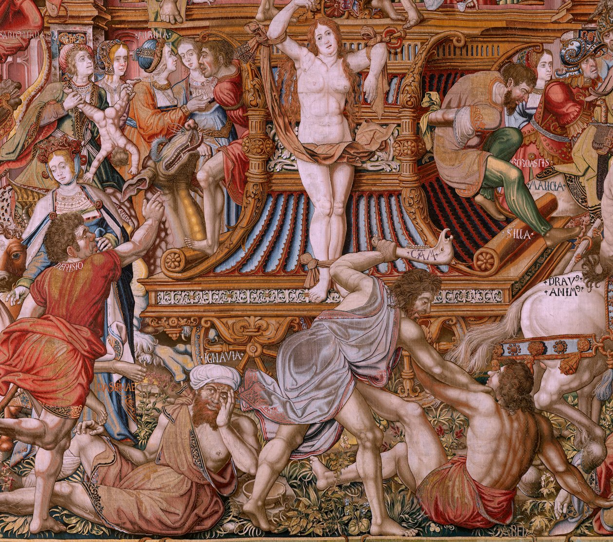 Flämischer Wandteppich. Serie Die Ehren. Schande. Sechster Wandteppich der Serie. Modell Zeichner aus dem Kreis von Bernard van Orley und Jan Gossaert. Herstellung Pieter van Aelst, Brüssel. Ca. 1550 von Bernaert van (circle of) Orley