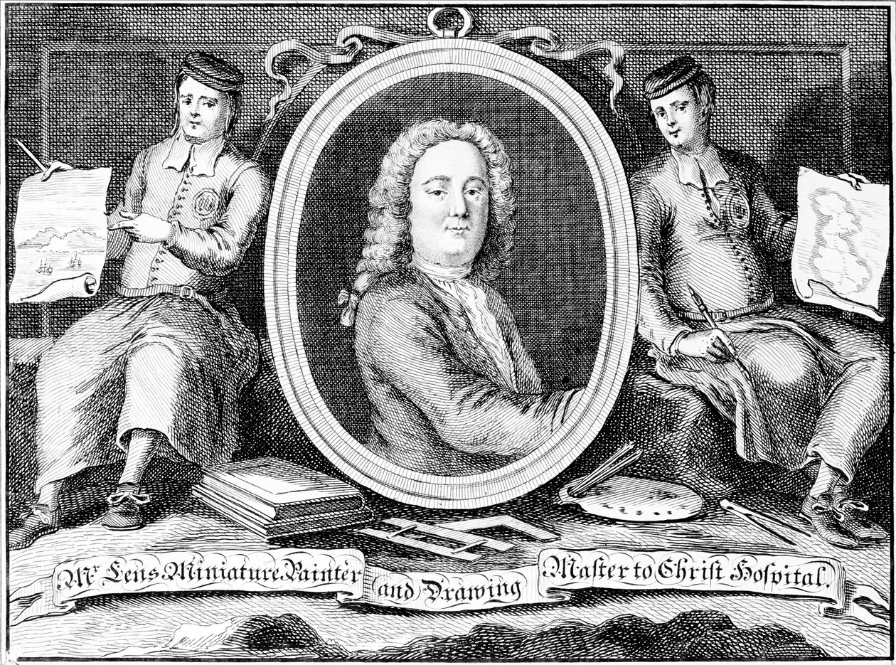 Handelskarte für Bernard Lens III, graviert von Louis Philippe Boitard von Bernard Lens