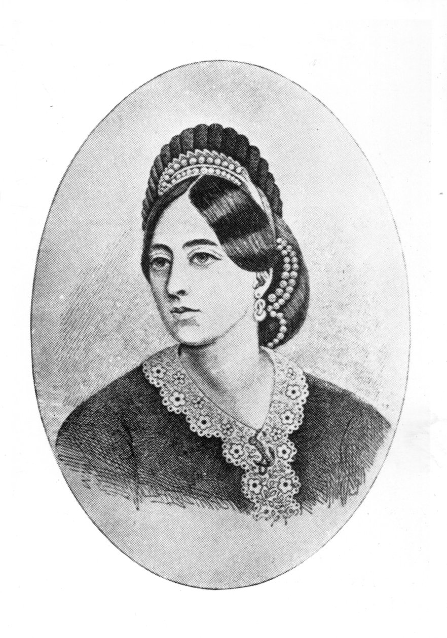 Porträt von Jane Francesca Agnes Wilde, graviert von W.M. Oldham von Bernard Mulrenin