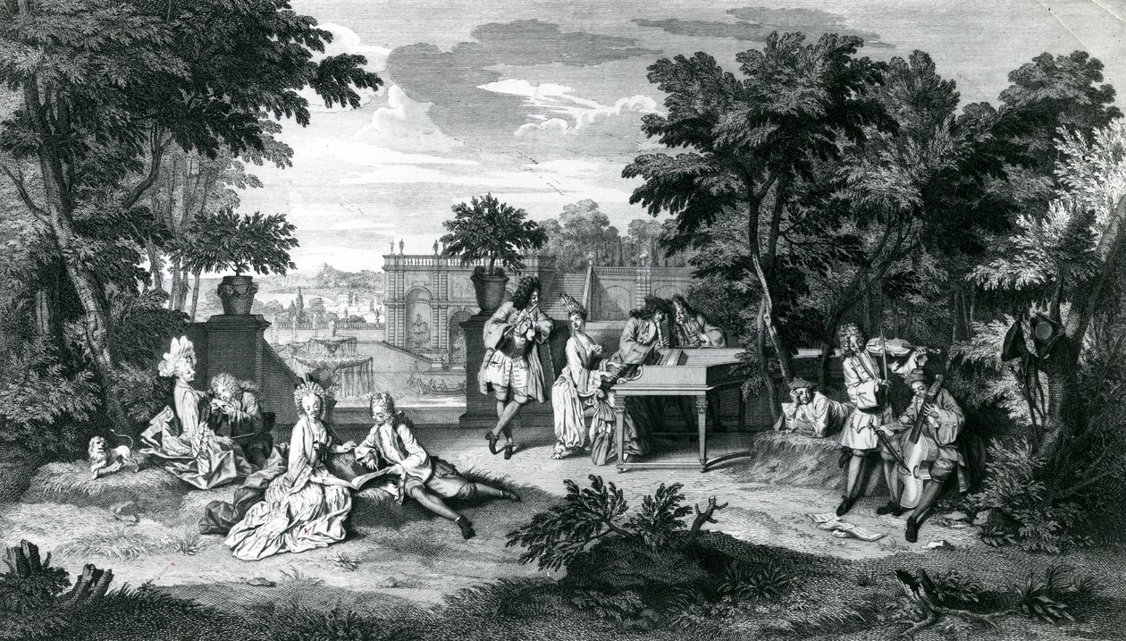 Im Schatten der Haine an einem schönen Sommertag, ca. 1710 von Bernard Picart