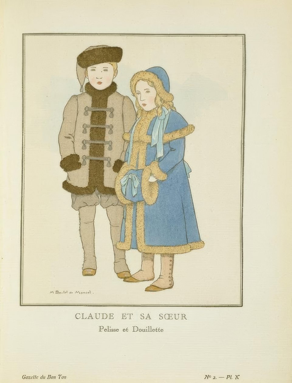 Claude und seine Schwester - Pelisse und Douilette von Bernard Boutet de Monvel