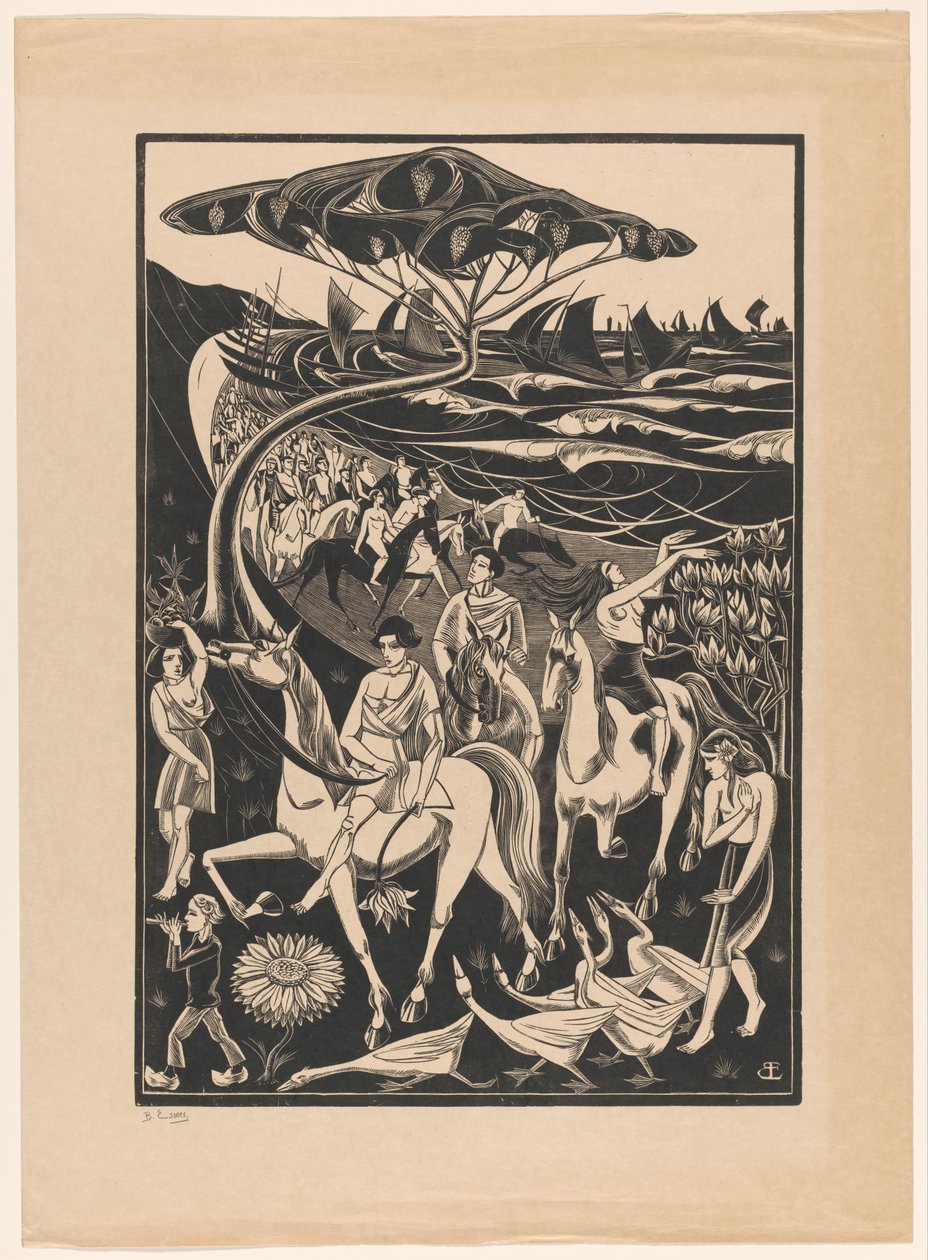 Parade von Reitern am Strand von Bernard Essers (signed by artist)