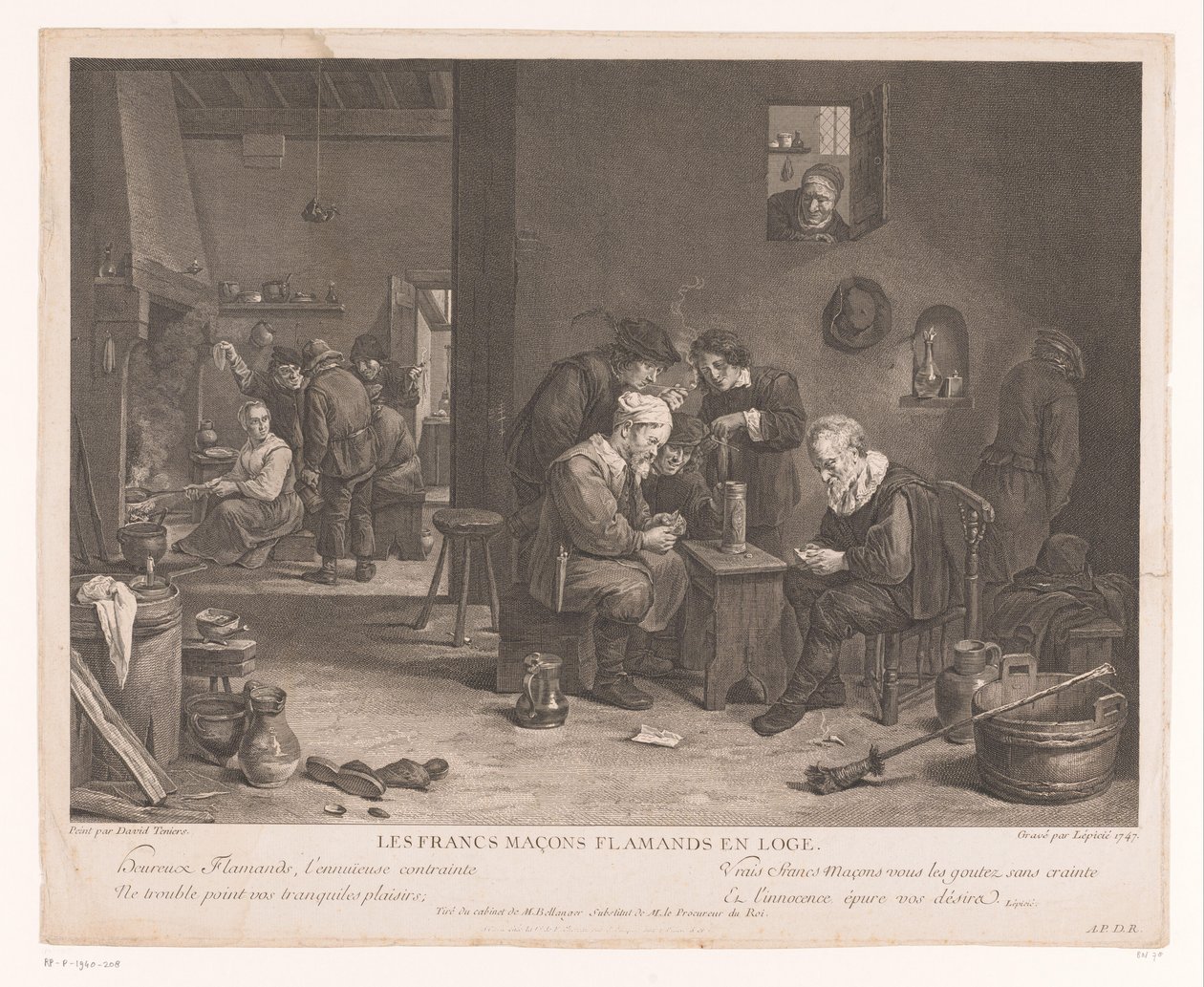 Wirtshausinterieur mit kartenspielenden Figuren von Bernard François Lépicié