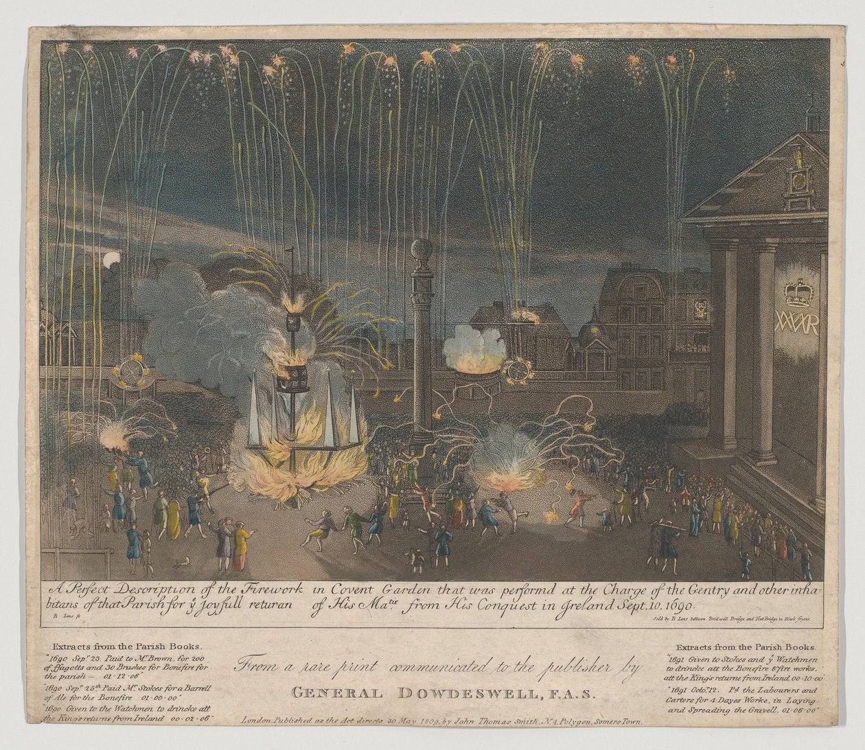 Feuerwerk in Covent Garden, 1809 von Bernard II Lens