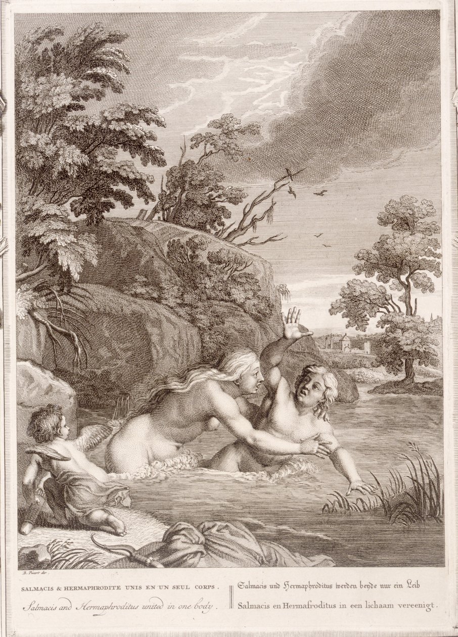 Salmacis und Hermaphroditus vereint in einem Körper, 1731 von Bernard Picart