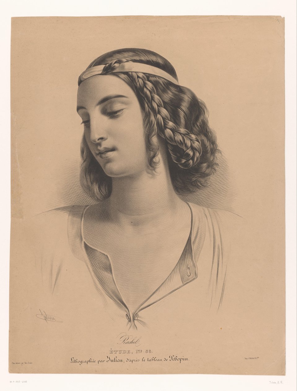 Porträt der Schauspielerin Mademoiselle Rachel (Élisabeth Rachel Félix) von Bernard Romain Julien