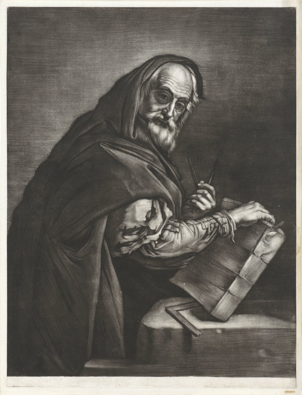Philosoph mit einem Zirkel und einem Buch von Bernard Vaillant