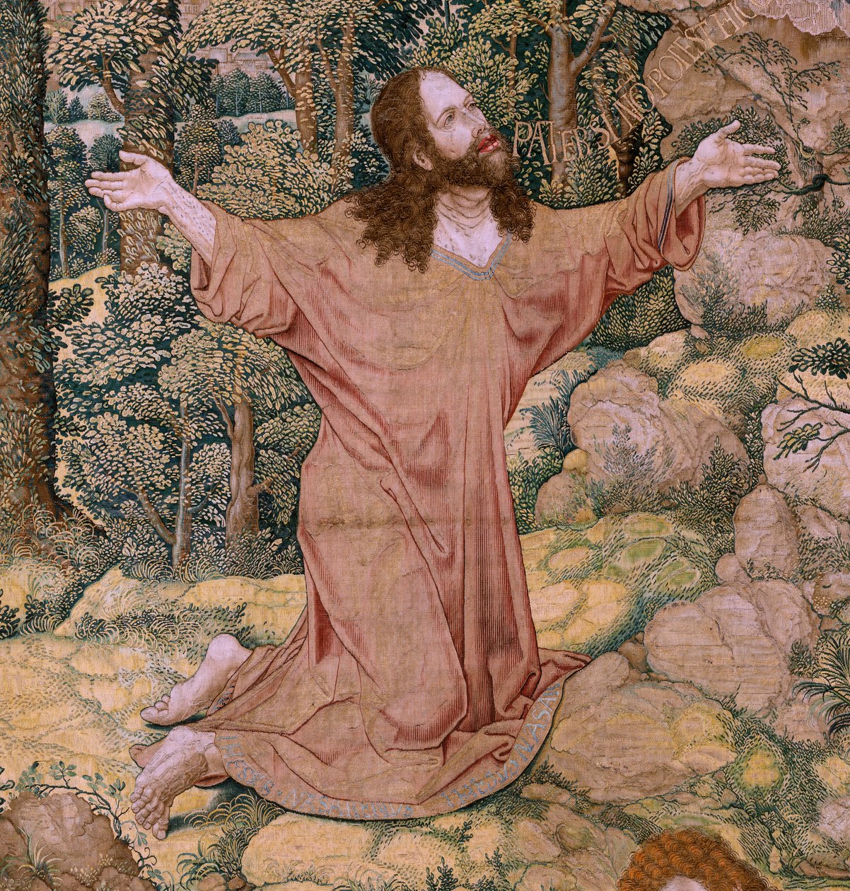 Flämischer Wandteppich. Serie Die Passion Christi. Christus am Ölberg. Herstellung Pieter de Pannemaeker, Brüssel. Zeichner Barend van Orley. Ca. 1518-1522. von Bernard van Orley