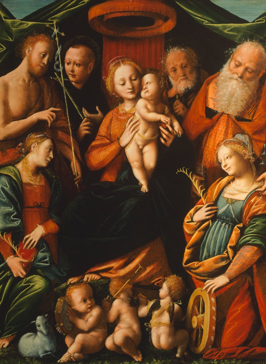Madonna mit Kind und Heiligen von Bernardino Lanino