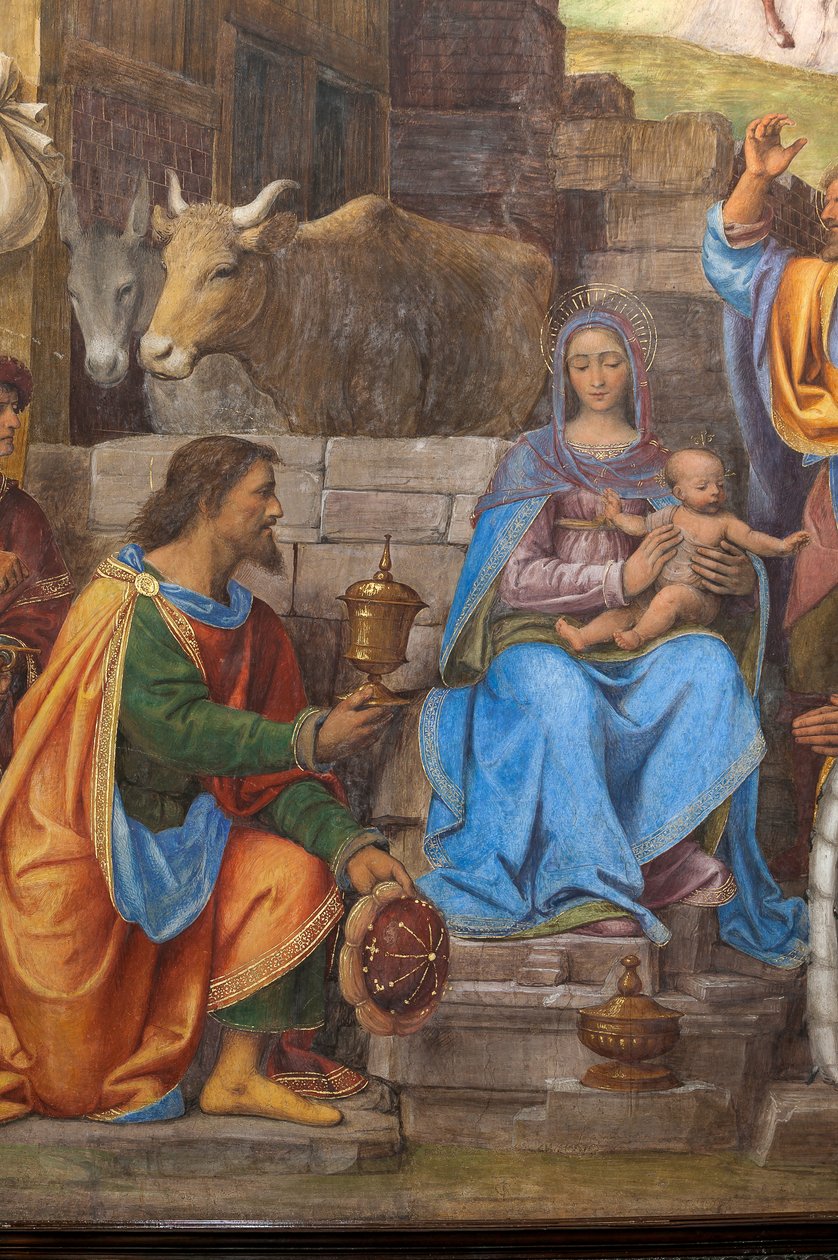 Detail der Anbetung der Heiligen Drei Könige von Bernardino Luini