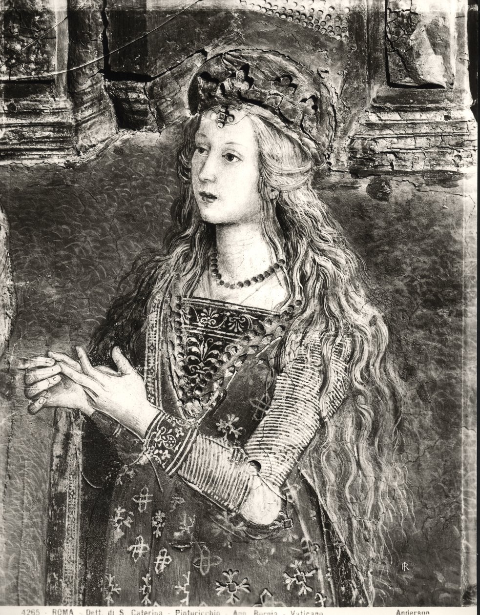 St. Katharina, möglicherweise ein Porträt von Lucrezia Borgia, aus dem Zyklus der Heiligenleben (1492-94) von Bernardino di Betto Pinturicchio