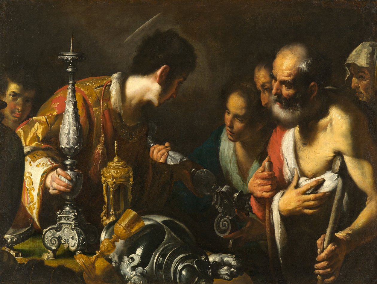 Der heilige Laurentius verteilt die Schätze der Kirche von Bernardo Strozzi