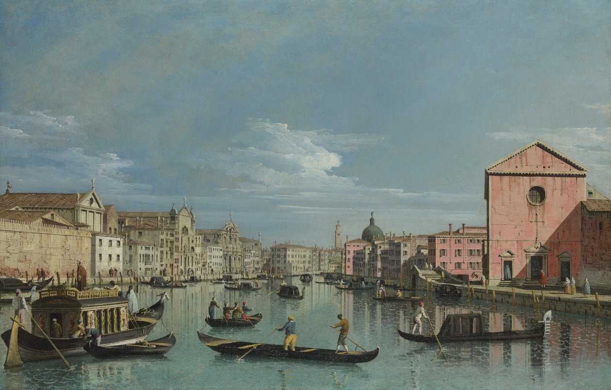 Venedig. Obere Reichweite des Canal Grande mit Blick auf Santa Croce ...