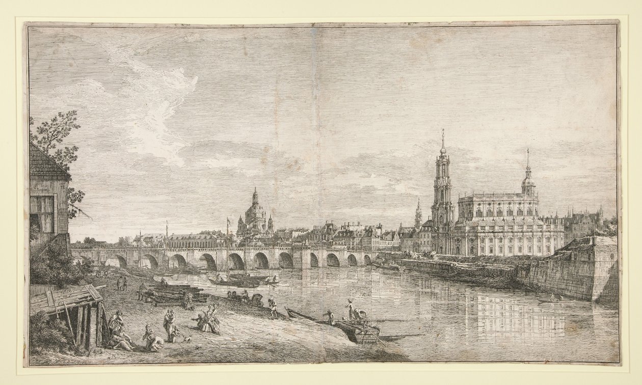 Ansicht der Brücke in Dresden über die Elbe von Bernardo Bellotto
