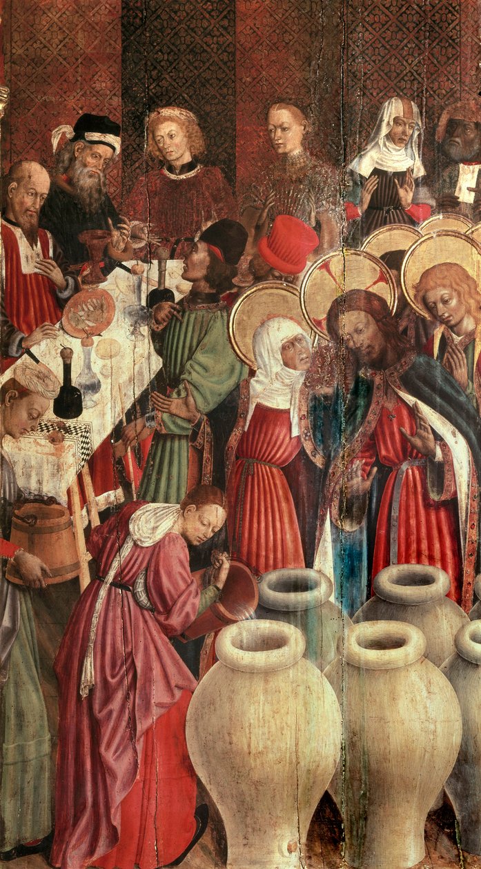 Altarbild der Verklärung, Detail der Hochzeit zu Kana von Bernardo Martorell