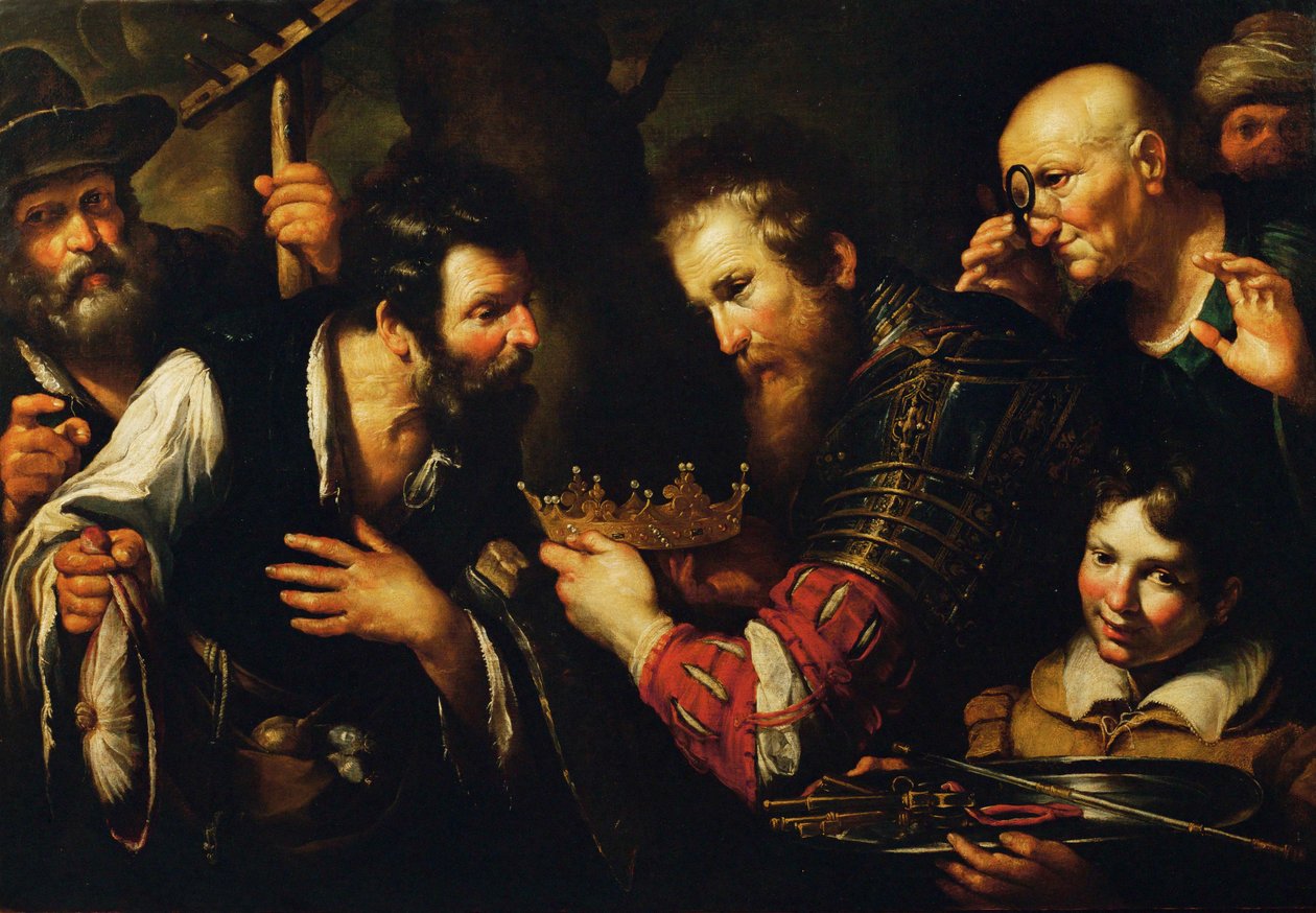 Alexander der Große lässt einen seiner Botschafter seine Krone an Abdolominus zurückgeben von Bernardo Strozzi