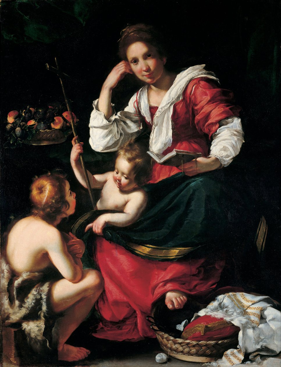 Madonna mit Kind und dem jungen Johannes von Bernardo Strozzi