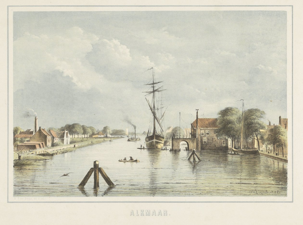 Ansicht von Alkmaar von der Bierkade aus von Bernardus Gerardus ten Berge