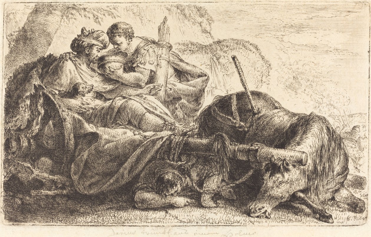 Darius erhält Wasser aus dem Helm eines Soldaten Alexanders von Bernhard Rode