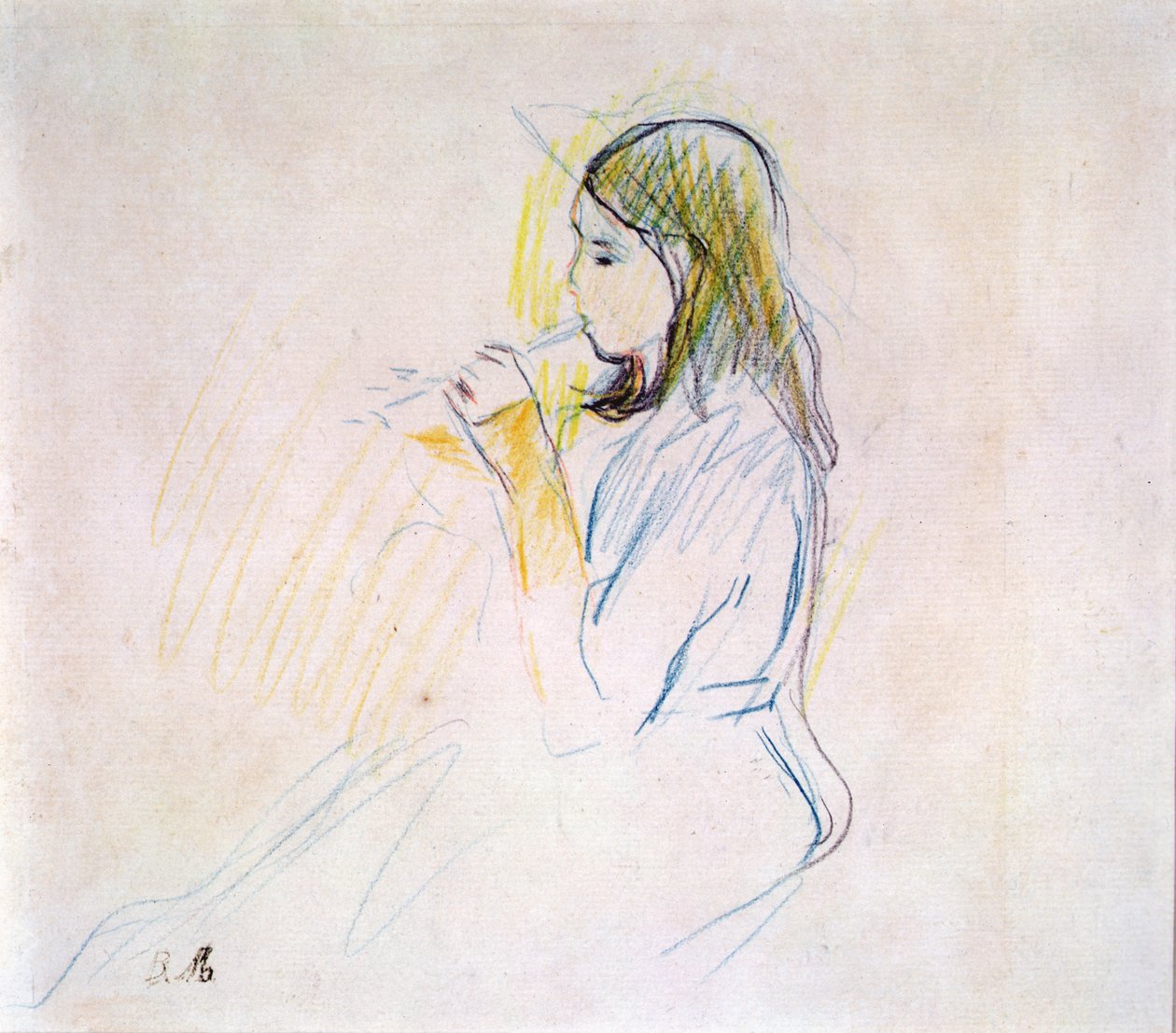 Manets Tochter spielt die Blockflöte von Berthe Morisot