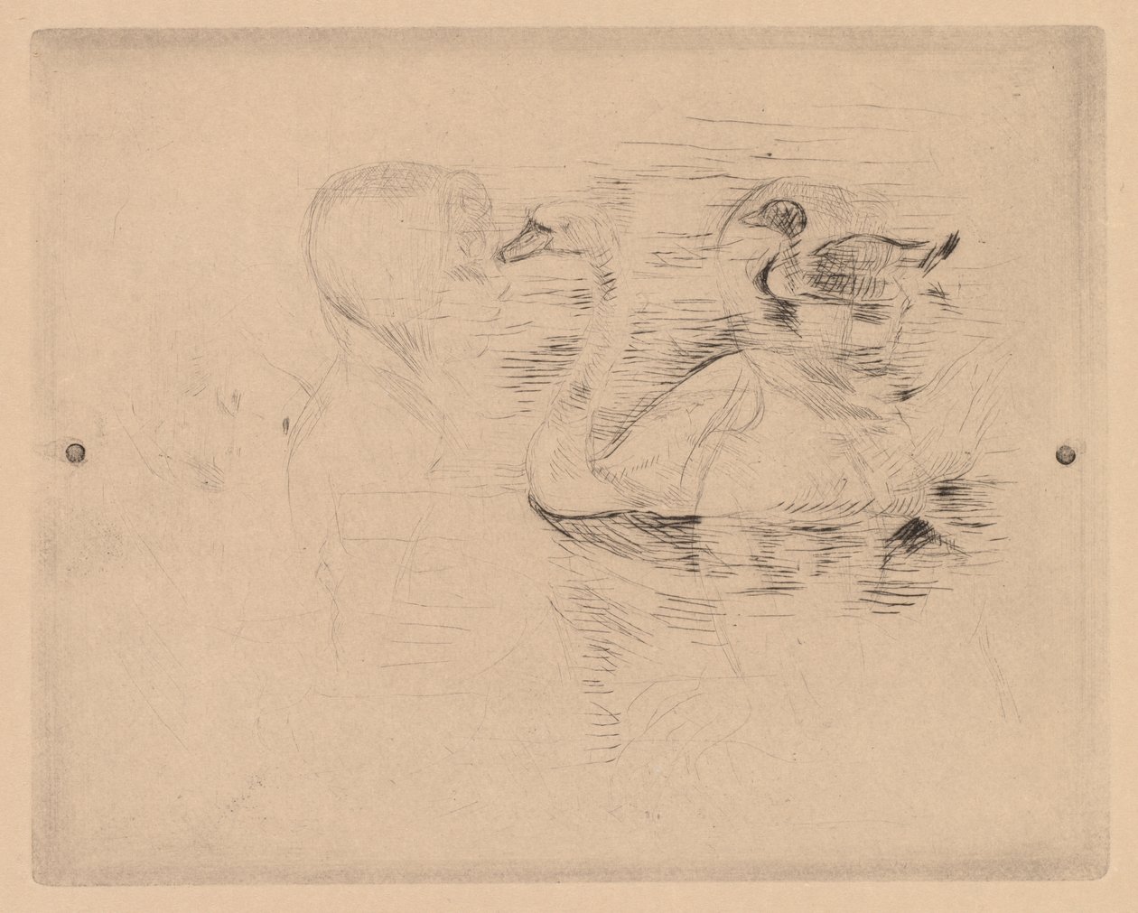 Schwan und Ente, mit Porträts von Julie von Berthe Morisot
