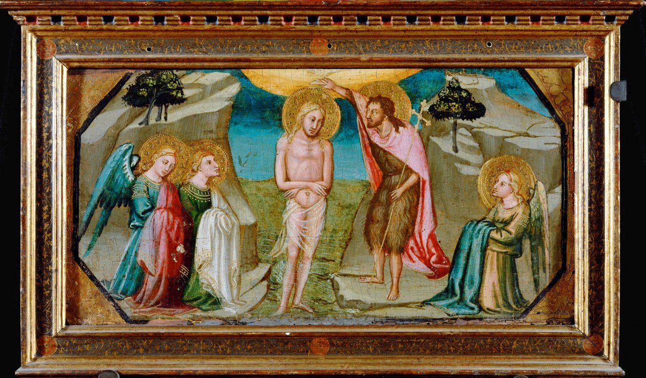 Die Taufe Christi mit Engeln von Bicci di Lorenzo