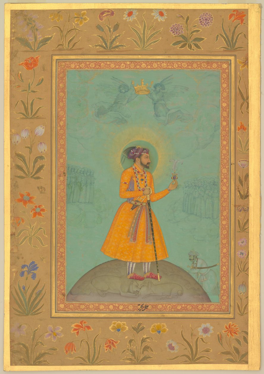 Jujhar Singh Bundela kniet in Unterwerfung vor Shah Jahan von Bichitr