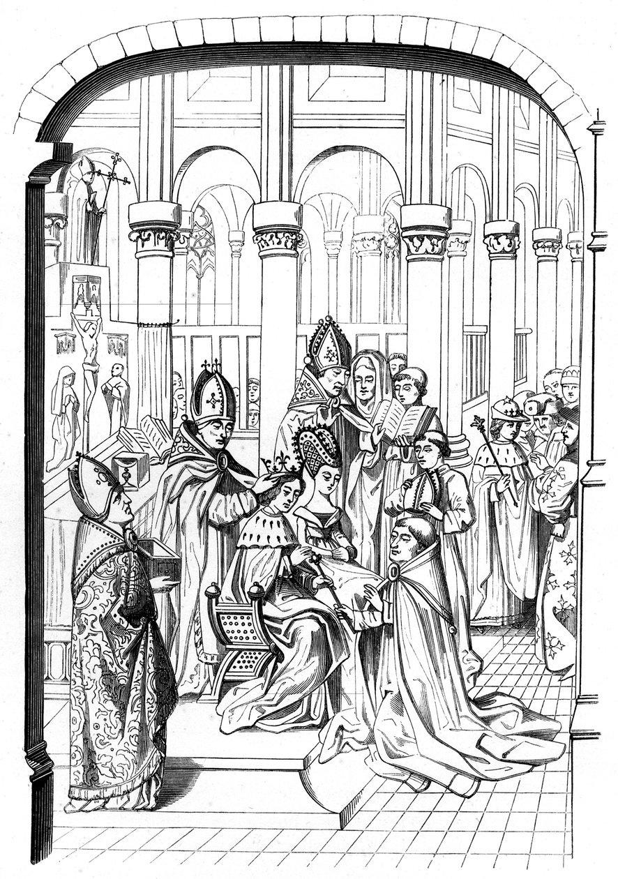 Die Krönung von König Karl V. von Frankreich 1337-1380, 14. Jahrhundert, 1849 von Bisson and Cottard