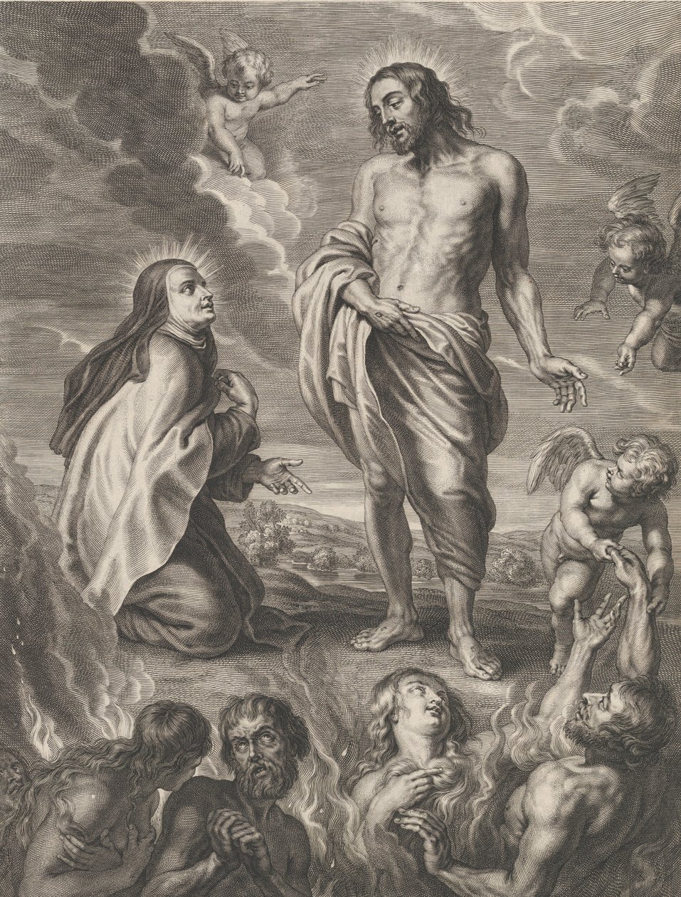 Die heilige Teresa von Avila, die für Bernardino de Mendoza Fürsprache einlegt, ca. 1640-59 von Boetius Adams Bolswert