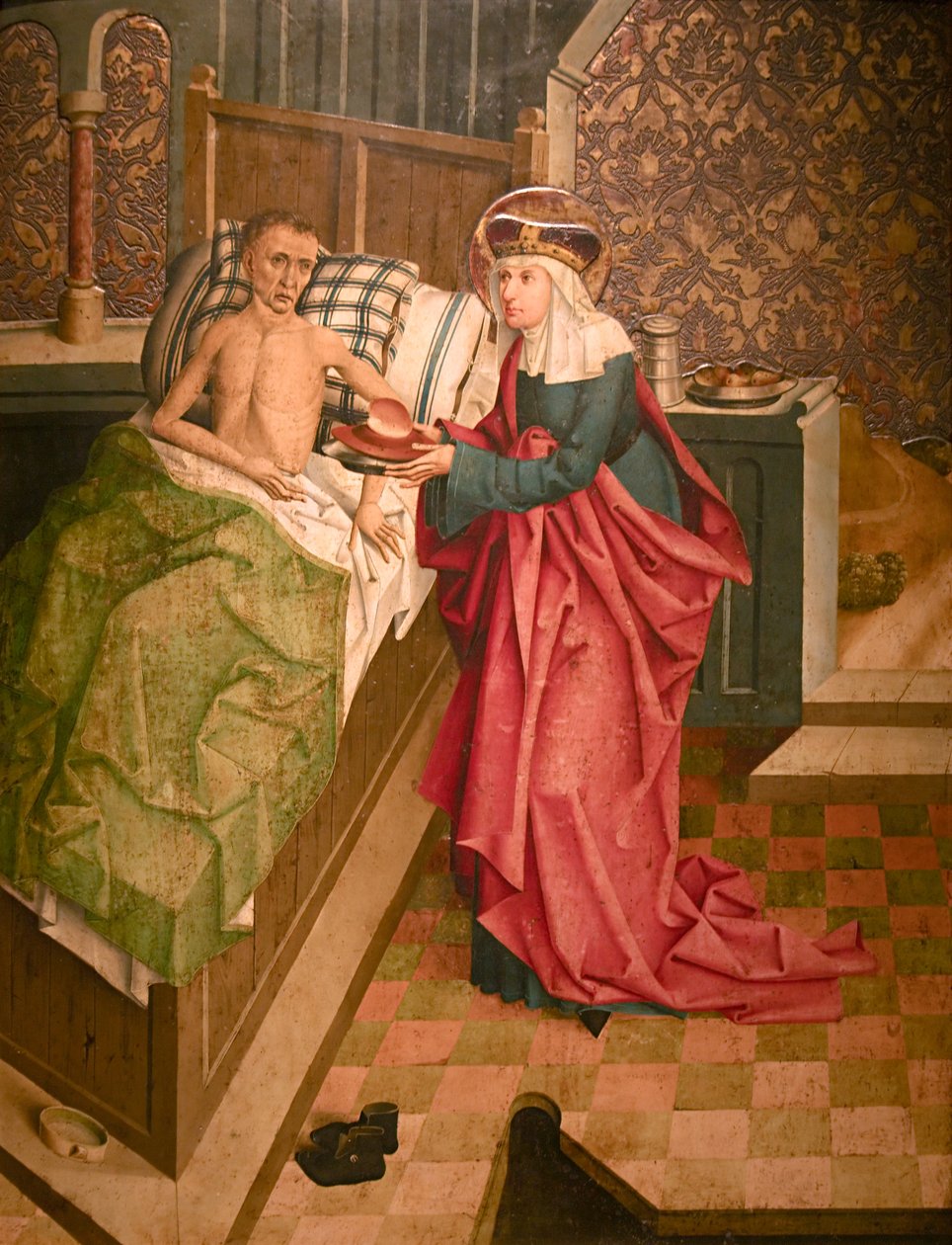 Heilige Agnes von Böhmen pflegt die Kranken von Bohemian Master