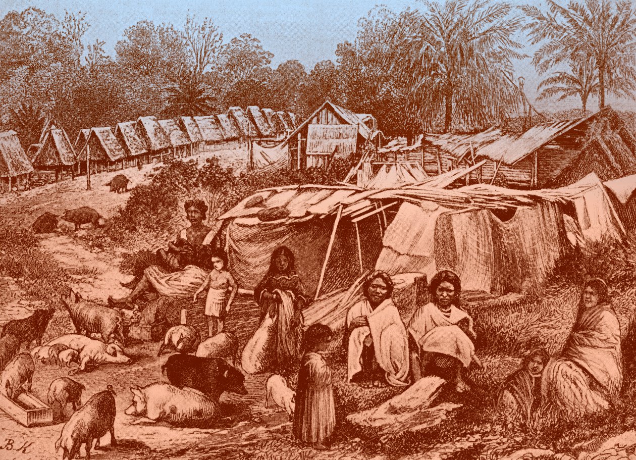 Panama-Dorf, späte 19. Jahrhundert von Bohuslav Kroupa