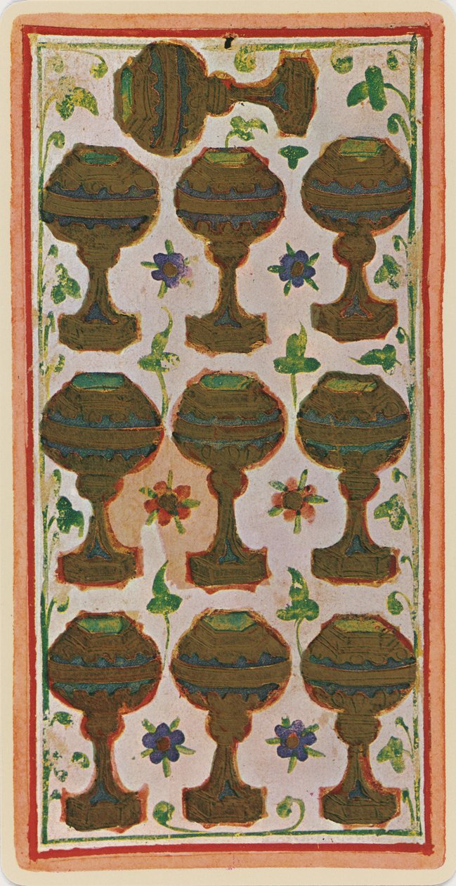 Die Zehn der Kelche, Faksimile einer Tarotkarte aus dem 