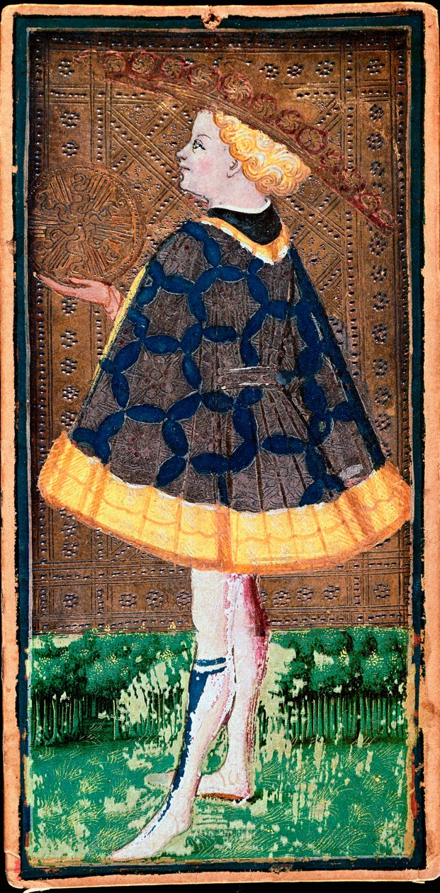 Valet de denier Karte (Tarotspiel von Bonifacio Bembo) von Bonifacio Bembo