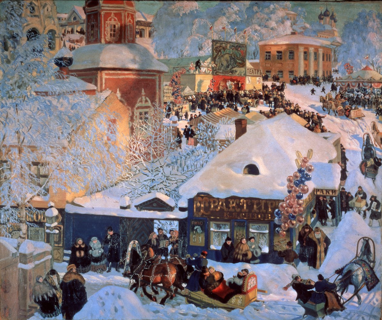 Winter, Fastnacht von Boris Mikhailovich Kustodiev