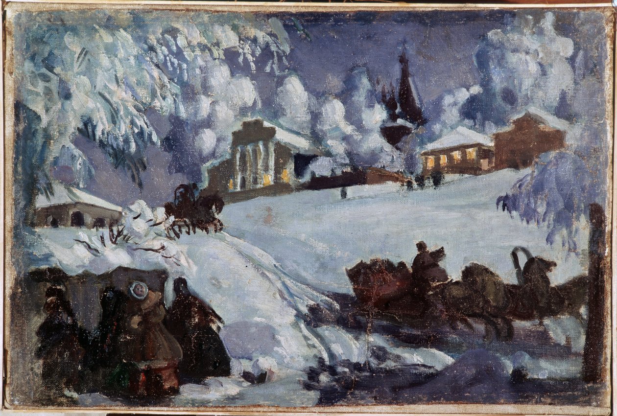 Winter, Schlittenfahrt von Boris Mikhailovich Kustodiev