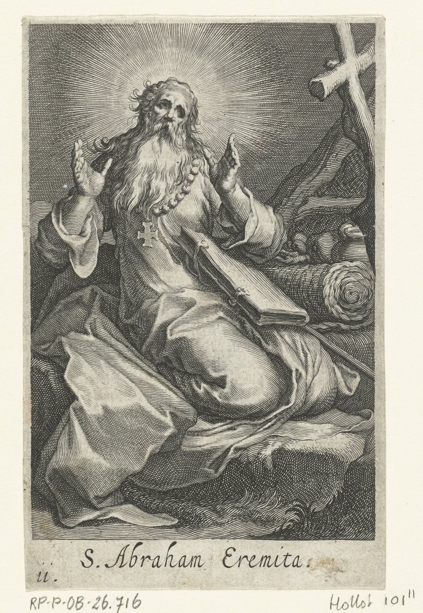 Heiliger Abraham von Edessa als Einsiedler (Kluftmänner, Sacra eremvs ascetarvm) von Boëtius Adamsz. Bolswert