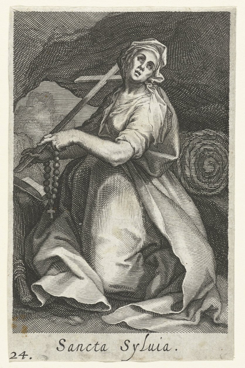 Heilige Silvia von Rom als Einsiedlerin (Kluftfrauen, Sacra Eremus Ascetriarum) von Boëtius Adamsz. Bolswert