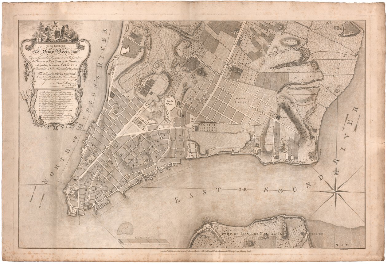 Plan der Stadt New York von Ratzer von British School