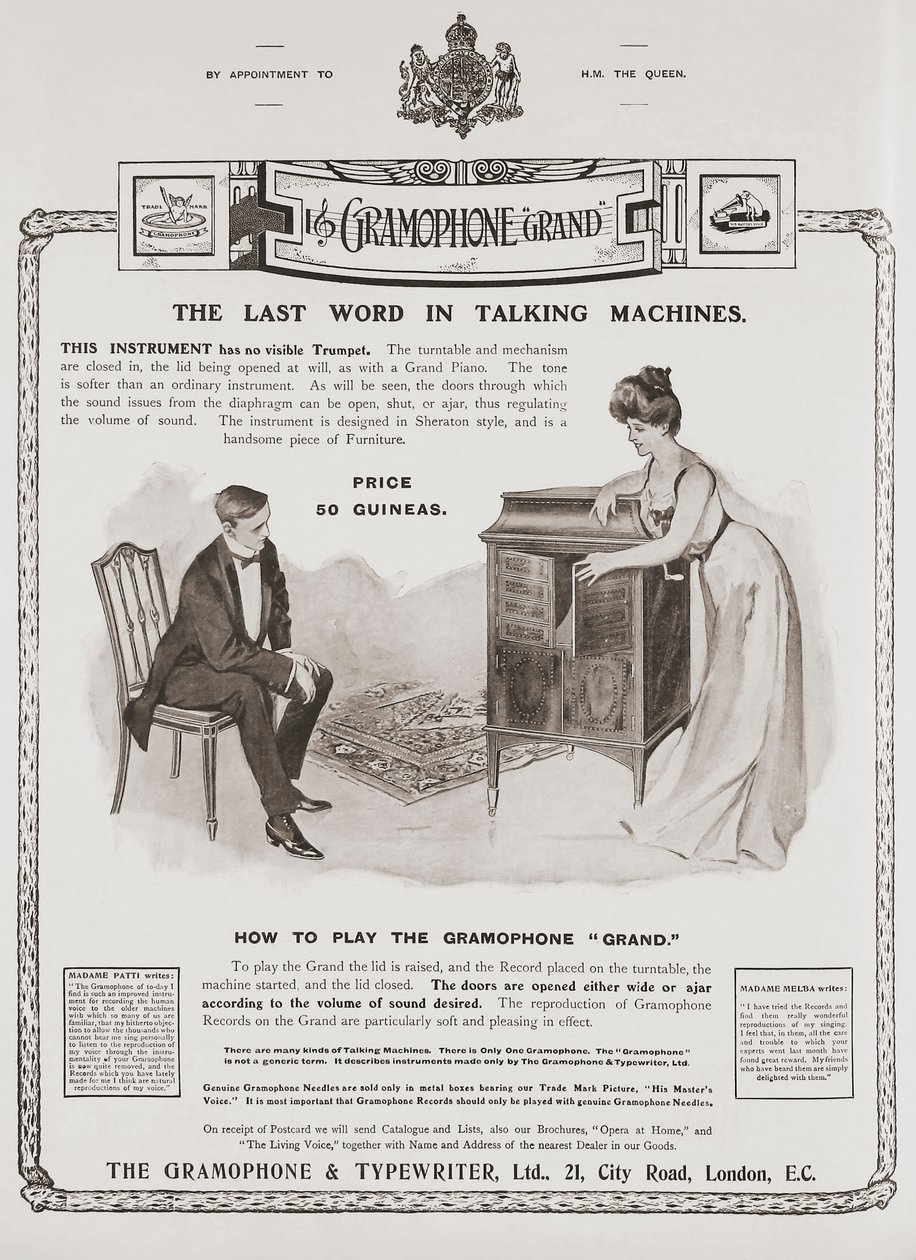 Werbung für die Gramophone Company von British School